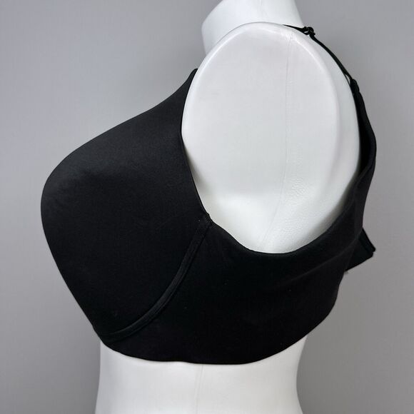 Cacique Lightly Lined No Wire Bra 46DD Black Wirefree Back Closure Smoothing - Picture 3 of 8